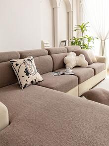 1pc Solid Color Stretch Bohemian Style Sofa Cover, Slip Resistant Anti-Scratch Sofa Protector, Home Decor For All Seasons, Machine Washable, Fits 1/2/3/4 Seater Sofas - Khaki - View 4