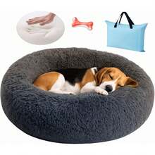 HANESHER Combo Cama Ortopédica para Perro Grande – Memory Foam Antiestrés con Felpa Suave, Base Antideslizante + Bolsa de Regalo – Ideal para Mascotas con Dolor Articular (Gris) - Beis - Ver 6