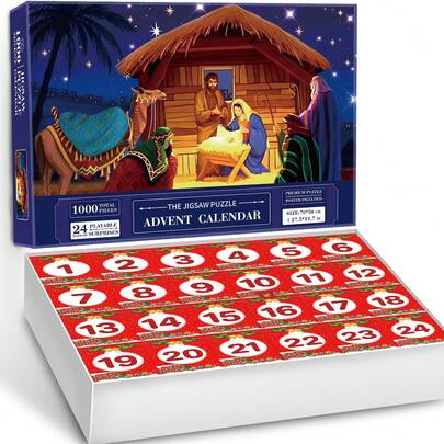 Mczan Christmas Jigsaw Puzzle AdventCalendar 1000 Pieces For Teens Adults,24 Days Christmas Countdown CalendarPuzzles For Women Men, 2025 HolidayCountdown Advent Gifts Game Puzzlesfor Family