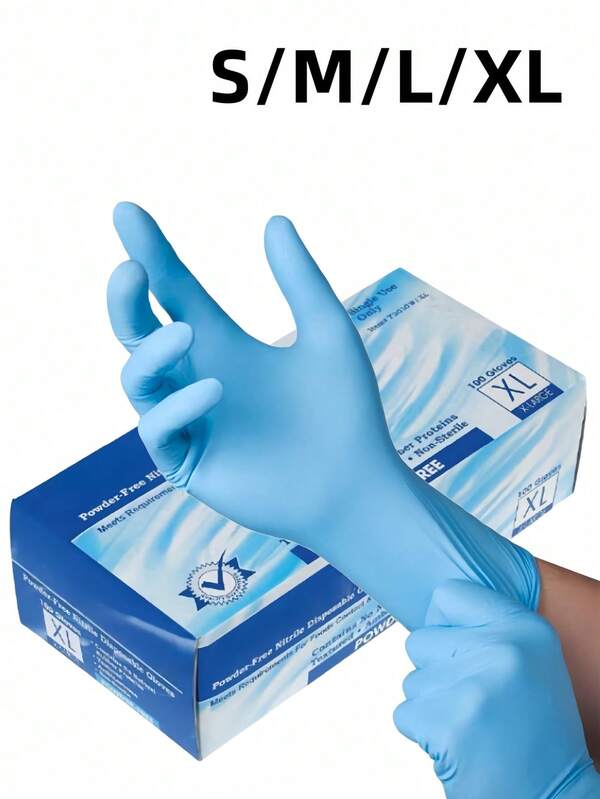 100/50pcs Black Disposable Nitrile Gloves, Waterproof, Household Cleaning Disposable Rubber Gloves, Home Kitchen Cleaning, Pet Care, Hair Dyeing, Bathroom, Nail Art Tattoo, Powder-Free, Latex-Free, Multi-Functional Cleaning Gloves Can Be Used In Both Hands, Stylish And Simple Design, Essential Cleaning Tools