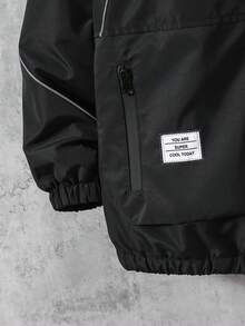 Kurtka z kapturem Tween Boy Casual Reflective Cord, gruba ocieplana podszewka, styl uliczny, jesień/zima - Czarne - Zobacz 7