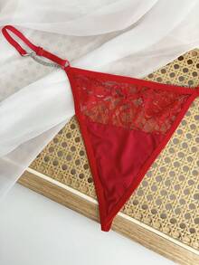 Quần lót G-string tùy chỉnh với tên chữ đính pha lê, quần lót T-back cá nhân hóa dành cho bãi biển, hồ bơi, bikini, quà tặng sinh nhật, ngày Valentine, Giáng sinh cho vợ/bạn gái, eo điều chỉnh được - 1 chiếc - Đỏ - Xem 6
