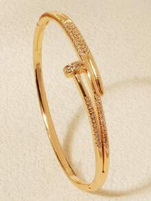 Punk Style Rhinestone Studded Bracelet, Cubic Zirconia Decor Stud Design Bracelet - Multicolor - View 20