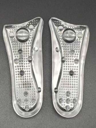 Foot care 1 Pair Self-Adhesive Silicone Transparent Large Bead Shock Absorbing Massage Heel Pad, Foot & Waist Support Pad For Sports, Hiking, Running, Casual Wear