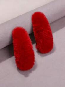 2 件装女士仿毛刘海水滴形大发夹、爪夹、发夹、发夹、发夹 - 白色 - 查看 8