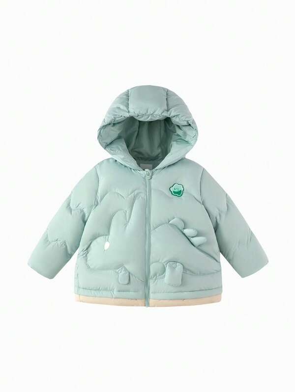 Balabala Boys Layered Dinosaur Down Jacket, 2025 Winter, Mall Edition, Cute Warm Coat