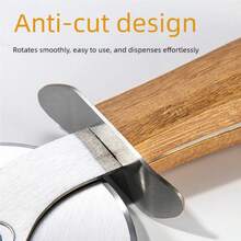 Stainless Steel Pizza Wheel Knife With Bamboo Handle, Rolling Knife For Baking, Kitchen Tool, Wall-Hanging