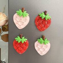 2 piezas/4 piezas Imán de nevera de fresa grande y lindo de resina, decoración estética kawaii para la cocina, la nevera, el escritorio de la oficina, la pizarra, el dormitorio y el casillero, un regalo divertido para amigos y amantes de la comida
