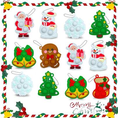 6/12/18PCS Random Color Halloween Fashionable Fidget Keychain Toys, Party Favors, Mini Bubble Sensory Gifts, Classroom Rewards, Birthday Bag Fillers, Christmas Keychain Pop Fidget Keychain Party Favors (Random Style And Random Color)