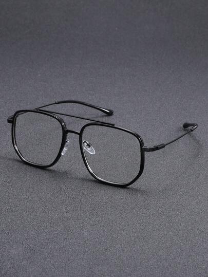 1 szt. Męskie geometryczne okulary pełnoklatkowe, klasyczne, estetyczne, spersonalizowane, podstawowe, minimalistyczne, przezroczyste, do oglądania telewizji, powrotu do szkoły, czytania, biura, fotografii ulicznej, gier, akcesoriów