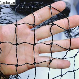 Teettartee Red de poliéster con alambre de acero de alta resistencia para gatos negros, red de barandilla anti-caída para balcón, fácil de instalar y resistente a mordeduras, adecuada para evitar que las mascotas se escapen y como barrera de prevención de caídas en balcones y ventanas