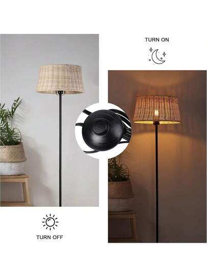 Alpinaluz "SERENA" Vloer Lamp, made Natural Bamboo Wicker, Cord Switch E27 Base Living Room Bedroom view 9