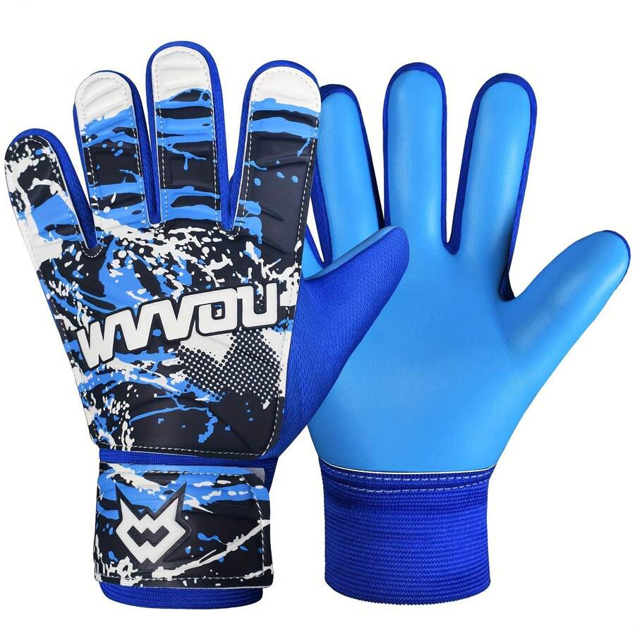 Colorful Goalkeeper Gloves Without Finger Protection, Strong Grip, Non-Slip Soccer Goalkeeper Gloves - Blue - View 1
