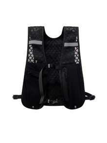 1pc Reflective Trim Backpack For Night Running, Cycling, Casual, Breathable, Water-Resistant Running Vest With Water Bottle & Phone Pouch, Christmas