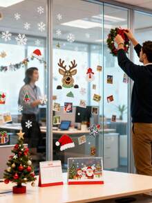 2 piezas Pegatinas navideñas para ventanas, Pegatinas de muñeco de nieve para ventanas, Pegatinas de vidrio navideñas, Decoración navideña y de invierno Pegatinas de copos de nieve para ventanas de vidrio, Pegatinas de decoración navideña para interiores Decoración navideña Pegatinas de Papá Noel, renos para fiestas