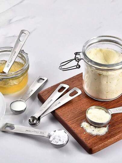 6pcs Stainless Steel Measuring Spoons, 2g/3g Coffee Powder Measuring Spoon, Salt, Milk Powder, Coffee Bean Measuring Spoon, Kitchen Spice Measuring Spoon