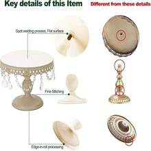 3Pcs Antique Cake Stand Set - Round Metal Cupcake Stands With Pendants And Beads - Elegant Dessert Display, For For Wedding, Birthday Party Decor,Dessert Table Display Set,Food Display Stands,Christmas Decorations For Home,Christmas Decor,Funny Gifts - 奶油白 - 查看 7
