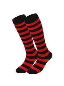 1 Pair Women's Striped Knee-High Socks, Striped Socks For Cosplay, European And American Sports & Casual Style, Calf Socks - Multicolor - View 17