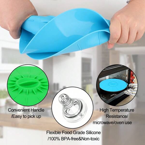 5 Coperchi in silicone riutilizzabili per ciotole + 1 molletta, coperchi in silicone rotondi e allungabili, coperchi per alimenti in silicone, resistenti alla temperatura, per ciotole, padelle, piatti, tazze, lattine, forni, frigoriferi