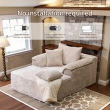 48.4-Inch Modern Corduroy Accent Chair With Ottoman, Modular Sectional Sleeper Cloud Couch And Chaise Lounge | Convertible Sofa Bed With Foldable, Spacesaving Design For Living Room, Office, Apartment, And Bedroom | Featuring Soft Fabric Upholstery, Durable Construction, No Assembly Required, And Includes Pillows | Stylish Boneless Loveseat, Comfy Couch, And Contemporary Lounge Chair All In One Versatile Piece Of Furniture