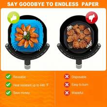 2 Non-Stick Air Fryer Mats - Heat Resistant Up To 446°F (230°C), Anti-Slip Base - Reusable, Even Cooking, Easy To Clean - Compatible With Instant Pot, Oster, Shark Tank - Oven And Microwave Accessories (Red + Blue), Corrugated Texture Design - 紅色藍色 - 查看 3
