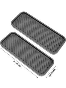1/2 peças de silicone tornam as bandejas de armazenamento de silicone adequadas para pias de cozinha e banheiros. Bandejas antiderrapantes para lava-louças e bancadas, além de bandejas para gavetas de banheiro. Perfeitas para guardar cosméticos e pequenos acessórios.