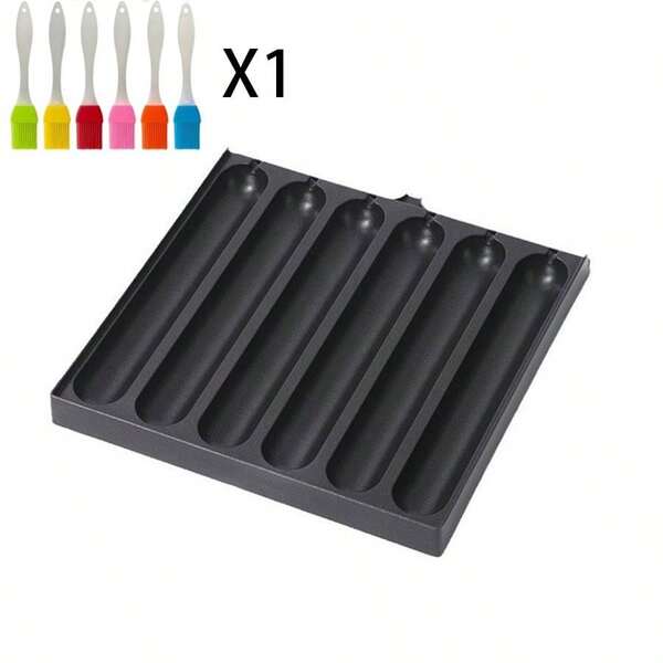 قطعة واحدة من شواية الهوت دوج ذات 6 فتحات من الألومنيوم - شواية نقانق متعددة الوظائف، مناسبة للأطعمة الشعبية، سوق الليل، أكشاك الوجبات الخفيفة، فعاليات الشواء - ملحق شواية تجارية سهل التنظيف مع فرشاة الزيت