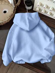 Popular Hoodies For GirlsWomen's Casual Simple Milano Pattern White Hoodie Sweatshirt, Loose Fit, Thick Thermal Lined, Suitable For Autumn And Winter,Long Sleeve Tops Back To School Fall And Winter Clothing Autumn And Winterroomy And Comfortable - 淡藍色 2 - 查看 2