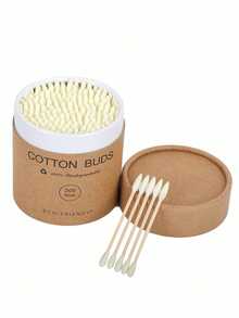 一盒200支天然竹制双头棉签，柔软舒适，一次性棉签，适用于美甲和化妆