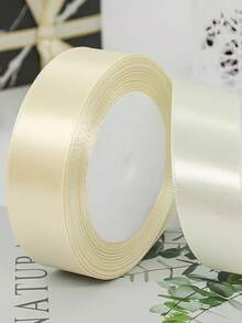 1 Roll Satin Ribbon, Headband, Silk Ribbon, Cloth Ribbon, Satin Ribbon, Cake Gift Wrapping Ribbon, Colored Silk Ribbon, 25 Yards Long, Christmas, Halloween For Handmade Bow Craft Wedding Christmas Decoration DIY Card Gift Wrapping - Beige - View 10