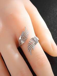 1 pieza Anillo ajustable de alta calidad con alas de ángel de acero inoxidable de moda para hombres