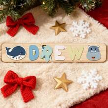 Personalized Name Puzzle, Customized Name Puzzle, Customized Wooden Puzzle Toy, Wooden Letter Puzzle, 3D Letter Puzzle Toy, Easter Christmas Gift, 1st Birthday Gift, Personalized Gift, Birthday Gift, Wooden Puzzle, Customized Wooden Puzzle Toy, Anniversary Gift, Building Block Gift Set - Blue and White - View 7