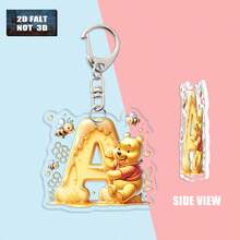 2D Impresión plana, 1 llavero acrílico, 26 letras del alfabeto inglés y abeja de Navidad A-Z, colgante con inicial de nombre, lindo colgante de bolso, llavero de pareja, llavero de coche, adecuado para Navidad, Acción de Gracias, Día de San Valentín, decoración festiva, regalo de carnaval, regalo de Navidad 2D Plano