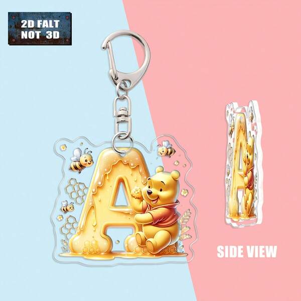 2D Impresión plana, 1 llavero acrílico, 26 letras del alfabeto inglés y abeja de Navidad A-Z, colgante con inicial de nombre, lindo colgante de bolso, llavero de pareja, llavero de coche, adecuado para Navidad, Acción de Gracias, Día de San Valentín, decoración festiva, regalo de carnaval, regalo de Navidad 2D Plano