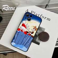 Christmas New Year Gifts Elk Snow Phone Case FOR  14 13 11 12 Pro 8 7 Plus X Pro MAX XR XS MINI New Year Elk Black Covers, Cover Compatible With  17 Case,  17 Pro Case,  17 Pro Max Case