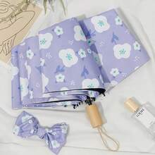 1pc Folding Automatic Inverted Umbrella, UV Protection Windproof Sunshade Umbrella For Women, High-End, Rainy And Sunny Use Summer Cooling,Beach,Travel