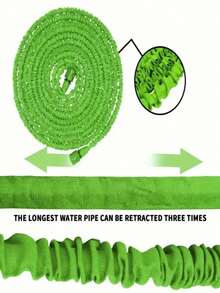 25/50/75/100英尺可调节水管，带绿色喷嘴 - 耐用聚乙烯材质，多功能花园水管，带喷枪，适合全年户外和庭院使用，美标接头，可伸缩水管，用于浇水和清洁，可调节喷水模式