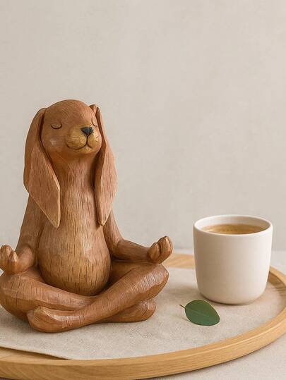 1pc Meditation Bunny Figurine Resin Home Decor Desk Decor Room Decor Gifts