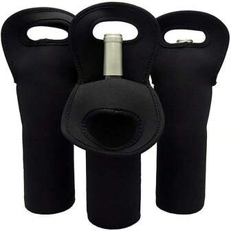 3pcs Neoprene Wine Bottle Sleeves With Handle, Insulated Bottle Covers Suitable For Outdoor & Home Parties
