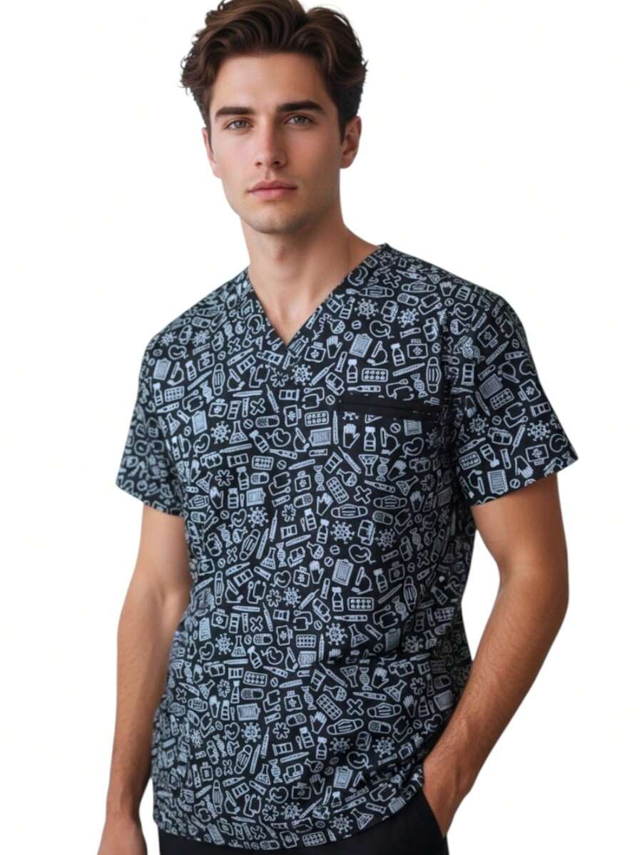 SOULMATE Filipino Surgical Printed Man - Black Medical Icons - View 1