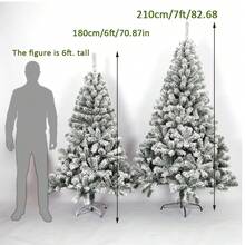 1 pieza Árbol de Navidad nevado blanco, hecho de tela de peluche artificial con efecto de copos de nieve natural, estructura de ensamblaje rápido con soporte de metal plegable resistente, hojas de PVC de alta calidad, fácil de ensamblar, adecuado para decoración navideña en el hogar, oficina y comercio