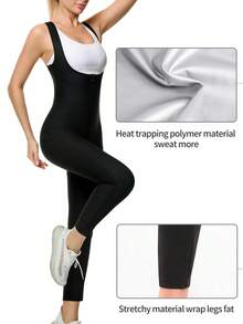 2025 Nuevo Mono de Sauna Fitness de 4 en 1 para Dar Forma, Conjunto Exclusivo de Yoga Sauna para Pérdida de Peso de Mujer: Mono Camiseta de Corte Minimalista de unicolor con Cintura Alta, Mono de Sauna para Dar Forma a la Mujer con Soporte de Busto Fijo + Diseño con Cremallera, Emparejado con Cinturón de Cintura Recubierto de PU, Silueta de Entrenamiento talla grande Prominente, Adecuado para Fitness, Correr, Ejercicio y Otros Escenarios