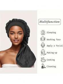 1 pieza Gorro de dormir de satén para mujeres, envoltorio de pelo largo, turbante de pelo extra grande, adecuado para cabello liso, rizado, trenzas y coletas, ideal para el hogar, dormir, maquillaje, unisex, gran regalo para mujeres