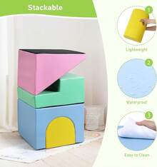 Set de 4 Juguetes de Escalada para Niños, Juego de Espuma Suave para Interiores, Ideal para Gatear, Escalar y Deslizarse, Estructura Antideslizante para Desarrollo Motor en Casa, Guardería o Preescolar - Multicolor - Ver 7