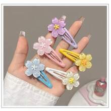 7 piezas Clip de pelo con flor de cerezo de unicolor, clip de flequillo rosa dulce y versátil, clip de pelo trenzado de princesa lindo para niñas, adecuado para viajes diarios, ir al trabajo, reuniones y como regalo de cumpleaños para niñas, pinzas de garra