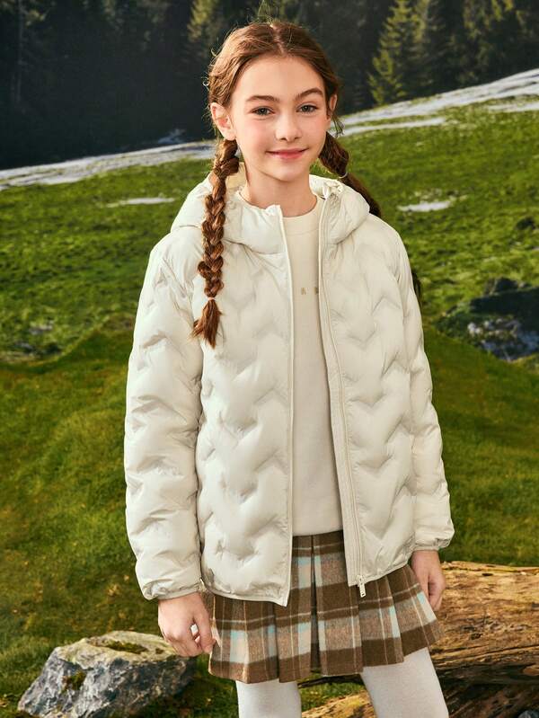 Balabala Lightweight Tween Girl Down Jacket, Boys & Girls 2025 Winter Mall Edition, Hooded Outerwear