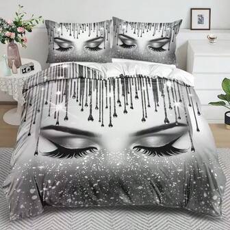 ชุดเครื่องนอนลายขนตา Vivid 3 ชิ้น ประกอบด้วยผ้าคลุมผ้านวม 1 ผืน และปลอกหมอน 2 ใบ (ไม่รวมผ้านวม) เหมาะสำหรับห้องนอนและห้องพักแขก มีหลายขนาด ผ้าโพลีเอสเตอร์ 100% ซักเครื่องได้