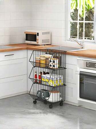 实用塑料滚动推车，带旋转轮，储物架单元，带手柄的多功能推车，多用途可移动储物整理器，适用于厨房、办公室、客厅、浴室、零食和玩具，是家庭和办公室整理的理想选择，也是节日和儿童礼物