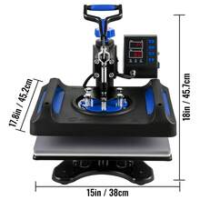Heat Press Machine 12 X 15 Inch 8 In 1 Heat Press Sublimation Machine 360° Rotation Swing Away 8 In 1 Shirt Printing Machine Double Tube Heating For DIY T-Shirts, Caps, And Mugs Blue - 查看 10