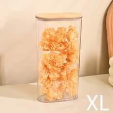 1pc Transparent Airtight Canister With Bamboo Lid, Large Capacity Kitchen Storage Container, Grain Dispenser, For Storing Grains, Rice, Pasta And Snacks, Kitchen Accessories, Meal Prep, Dining Tools - Transparent - View 13